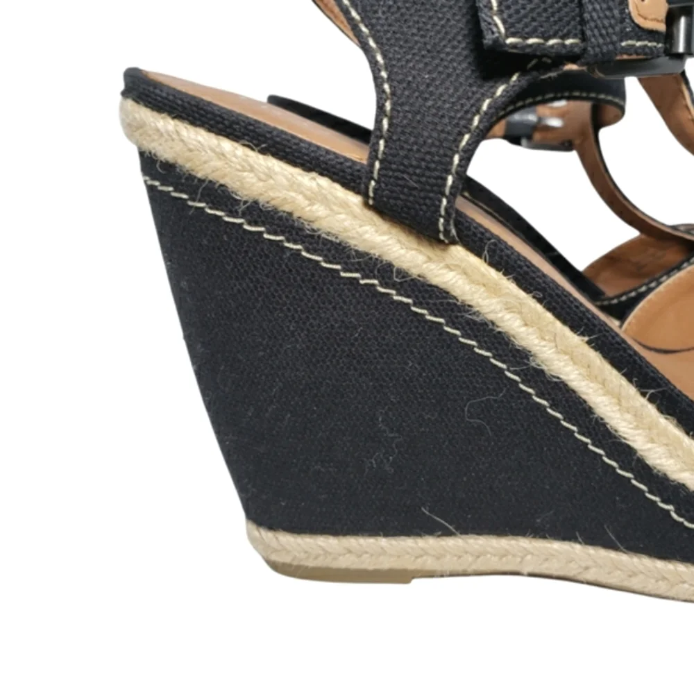 Franco Sarto Allison Black Espadrille Wedge Sandals Women's Size 8.5